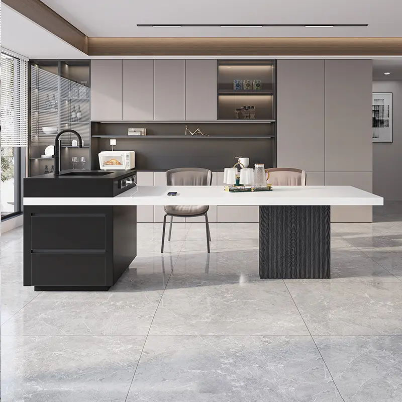 Modern Minimalist Stone-Top Island Table with Sink IT-116