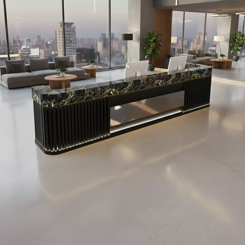 Marble Rock Slab Front Desk Reception Desk Bar Checkout Counter RD-128