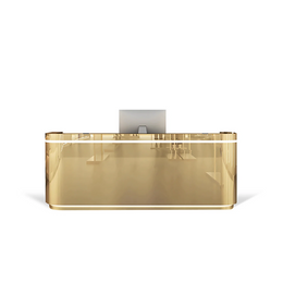 (In Stock) Salon Office Store Reception Desk with Fully Assembled Feature and Stainless Steel Surface JDT-1028