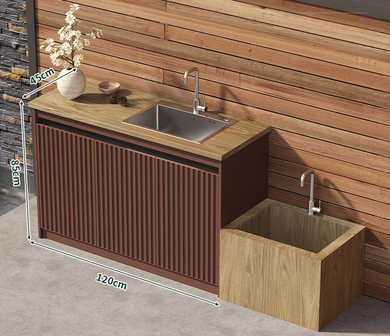 Outdoor All-Aluminum Sink Cabinet Waterproof & Sun-Resistant Storage for Garden, Balcony, and Patio OKC-109