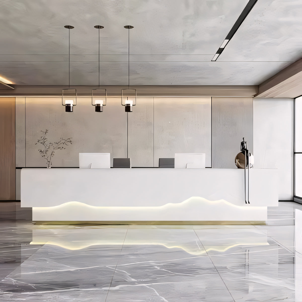 Rectangular Stainless Steel Reception Desk with Wave Shape RD-117