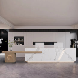 Modern Rectangular Imitation Marble Company Hotel Multi-Person Reception Desk JDT-2166