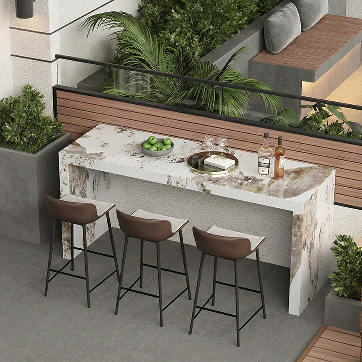 Modern Sintered Stone Outdoor Bar Table – Alfresco Garden & Balcony Workstation BC-111