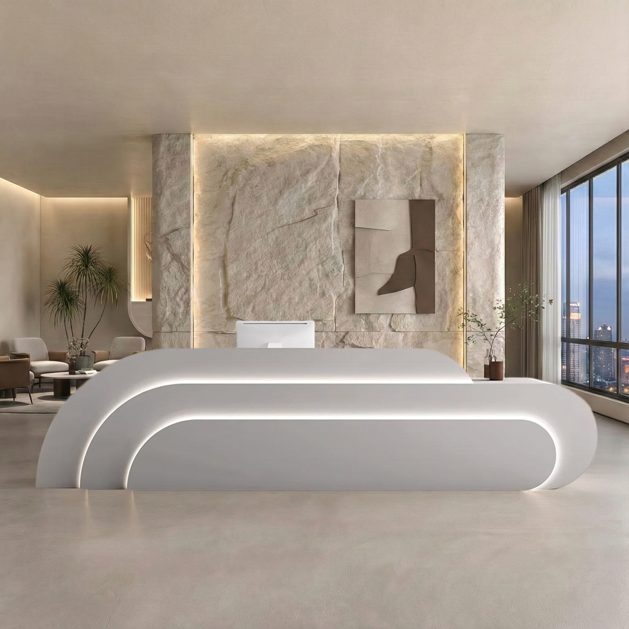 Creative Curved Rainbow Shaped Beauty Salon Clothing Store Reception Desk RD-120