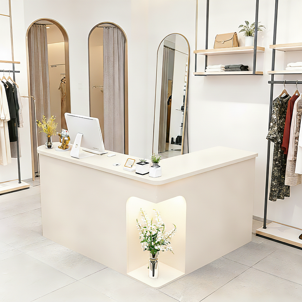 Chic L-Shaped Big Storage Simple Reception Beauty Salon RD-160