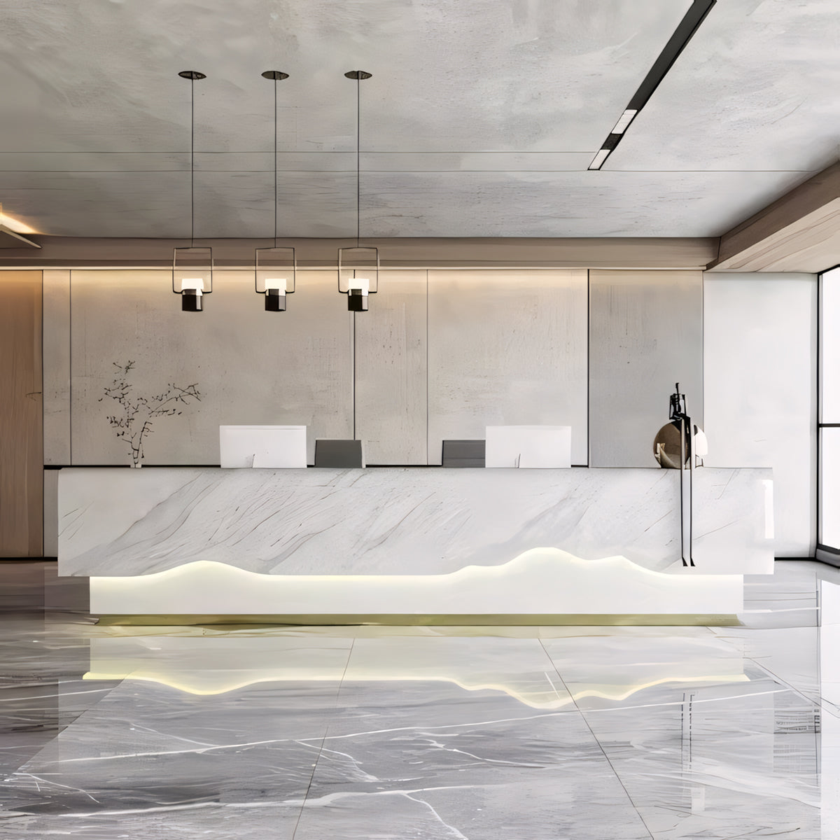 Rectangular Stainless Steel Reception Desk with Wave Shape RD-117