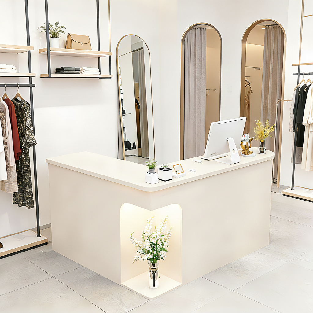 Chic L-Shaped Big Storage Simple Reception Beauty Salon RD-160