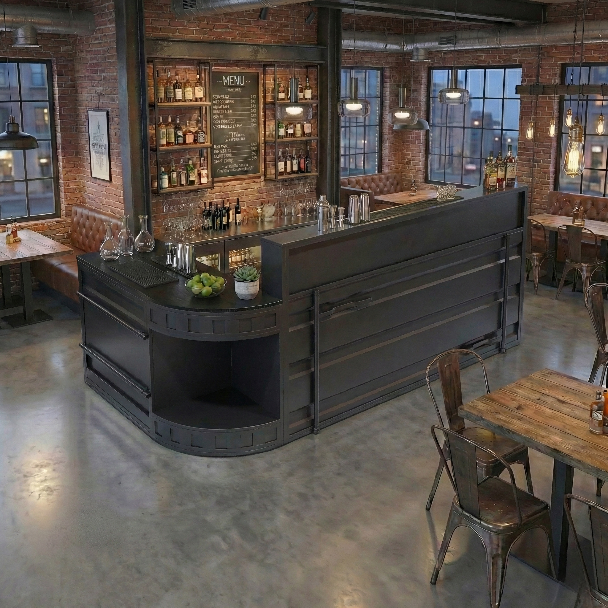 Retro Industrial Style Metal Bar Counter Front Reception Desk RD-182