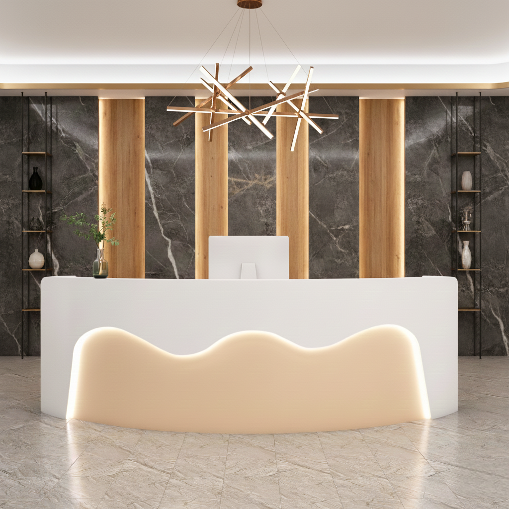 Colorful Wavy Arc-shaped Clothing Stores Beauty Salons Reception Desk RD-174