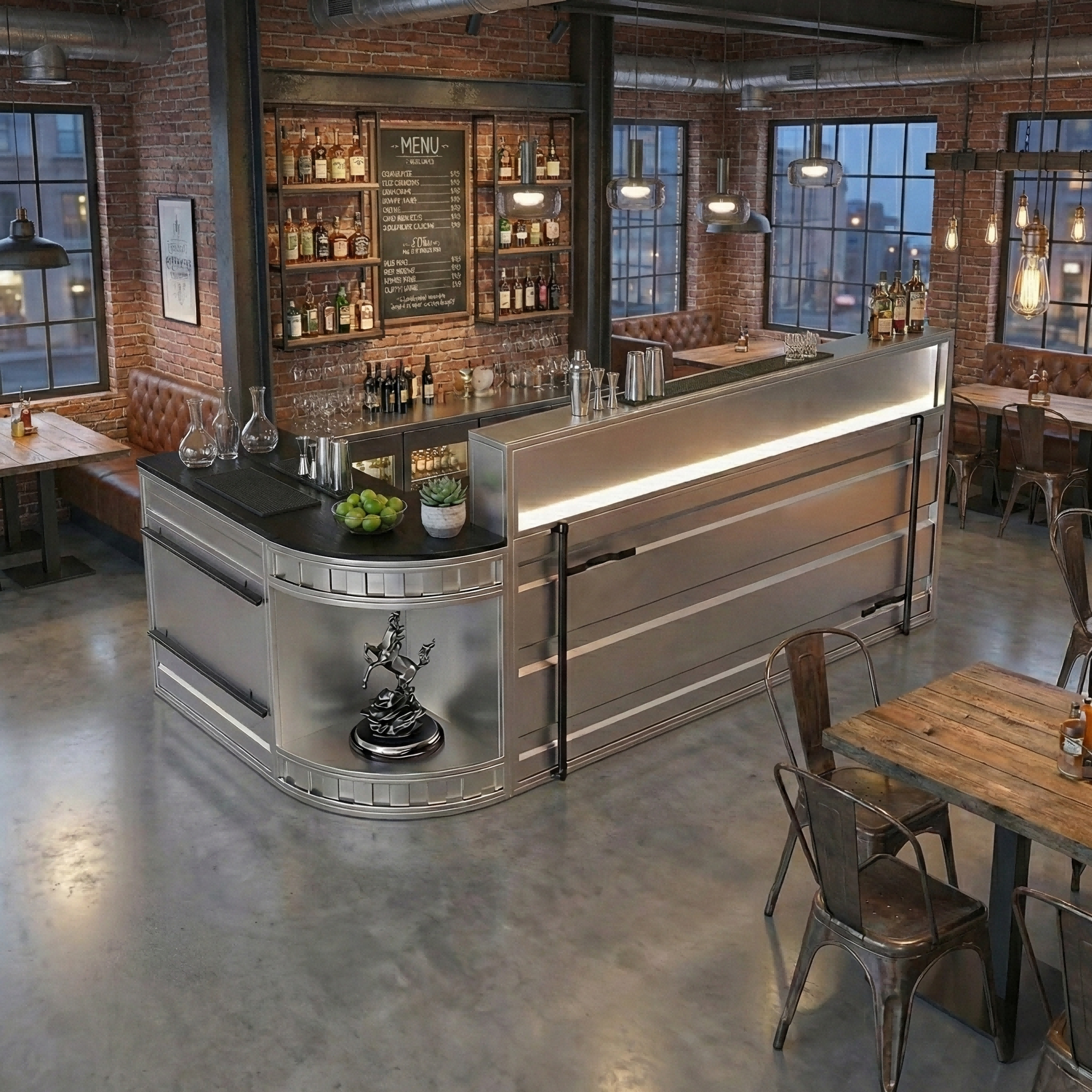 Retro Industrial Style Metal Bar Counter Front Reception Desk RD-182