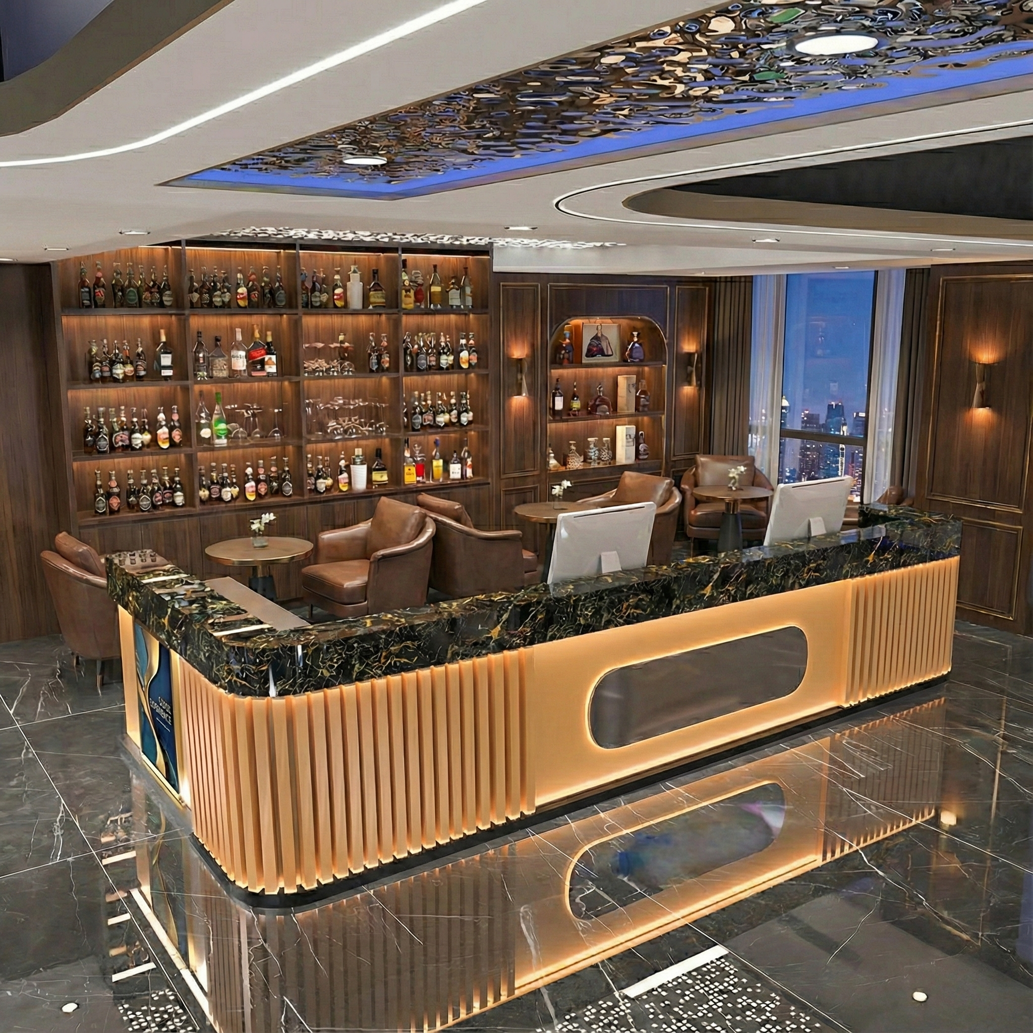 Marble Rock Slab Front Desk Reception Desk Bar Checkout Counter RD-128