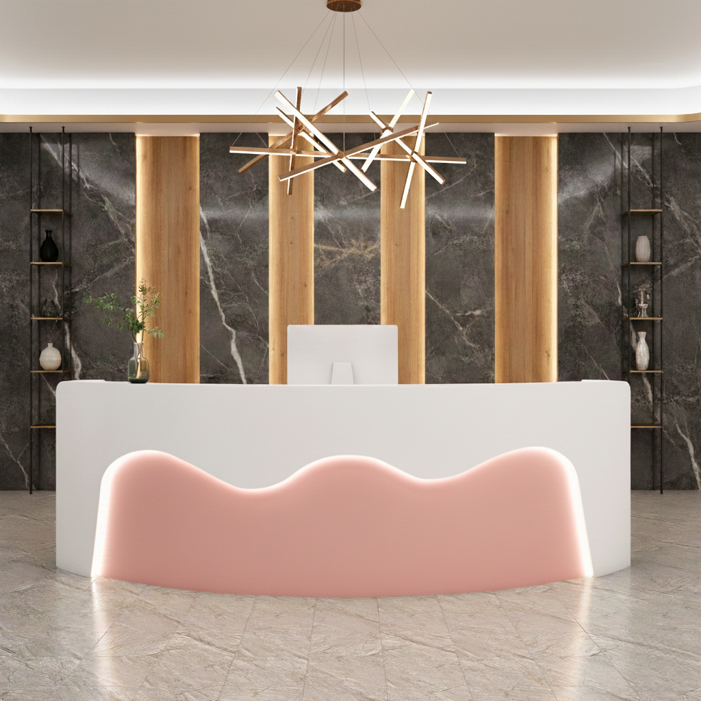 Colorful Wavy Arc-shaped Clothing Stores Beauty Salons Reception Desk RD-174