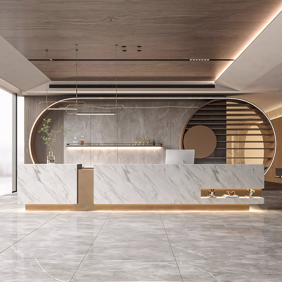 Luxury Rectangle Color-blocking Reception Desk for Company Hotel Beauty Salon RD-116