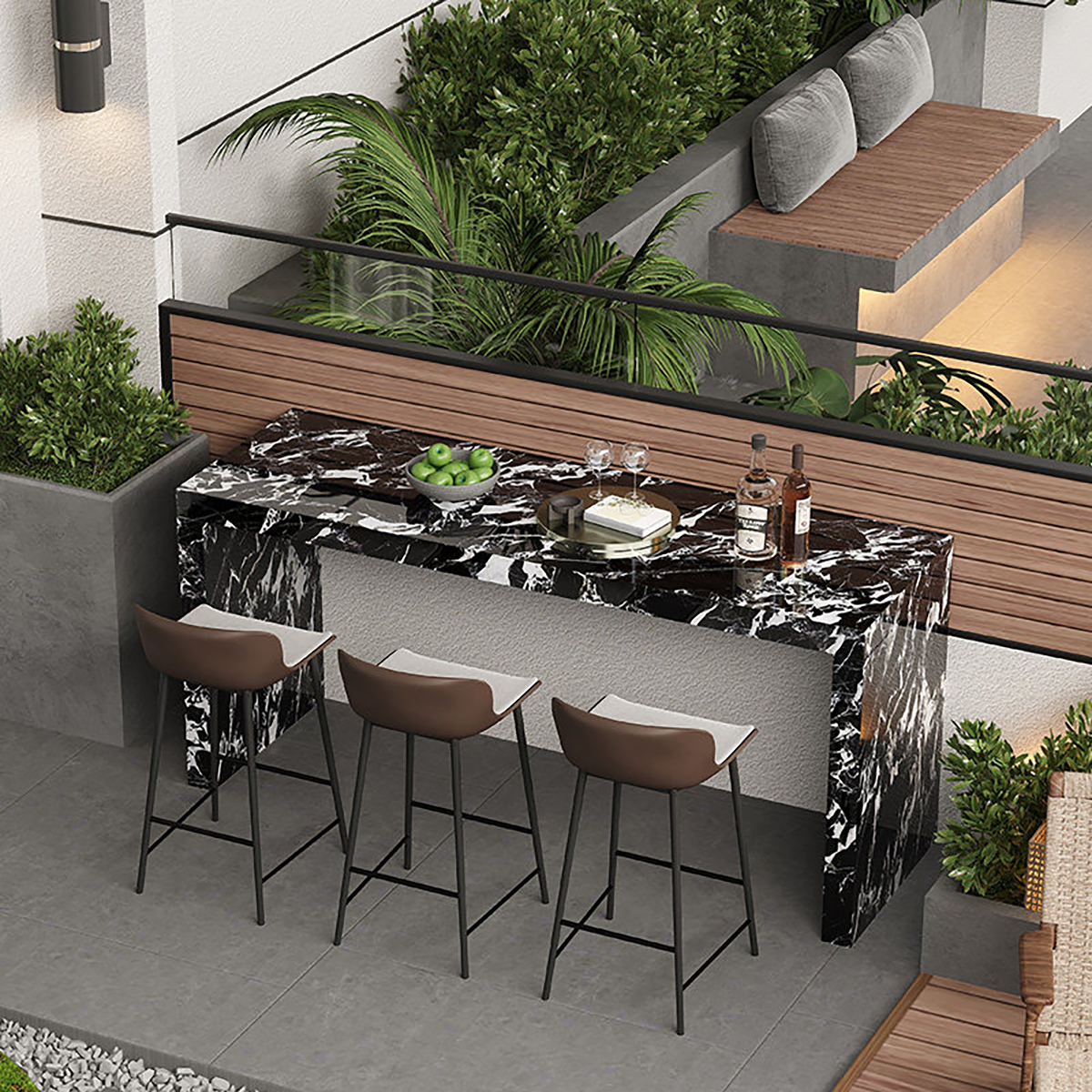 Modern Sintered Stone Outdoor Bar Table – Alfresco Garden & Balcony Workstation BC-111