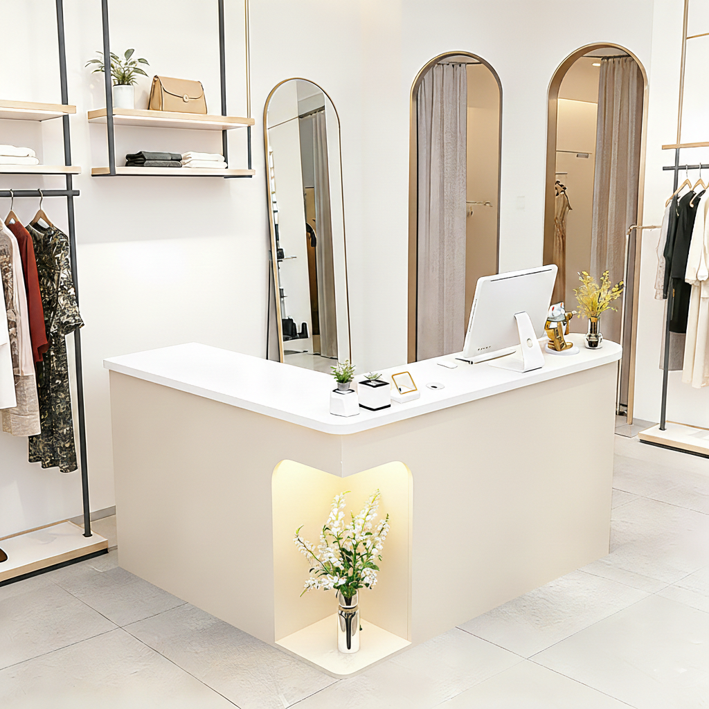 Chic L-Shaped Big Storage Simple Reception Beauty Salon RD-160