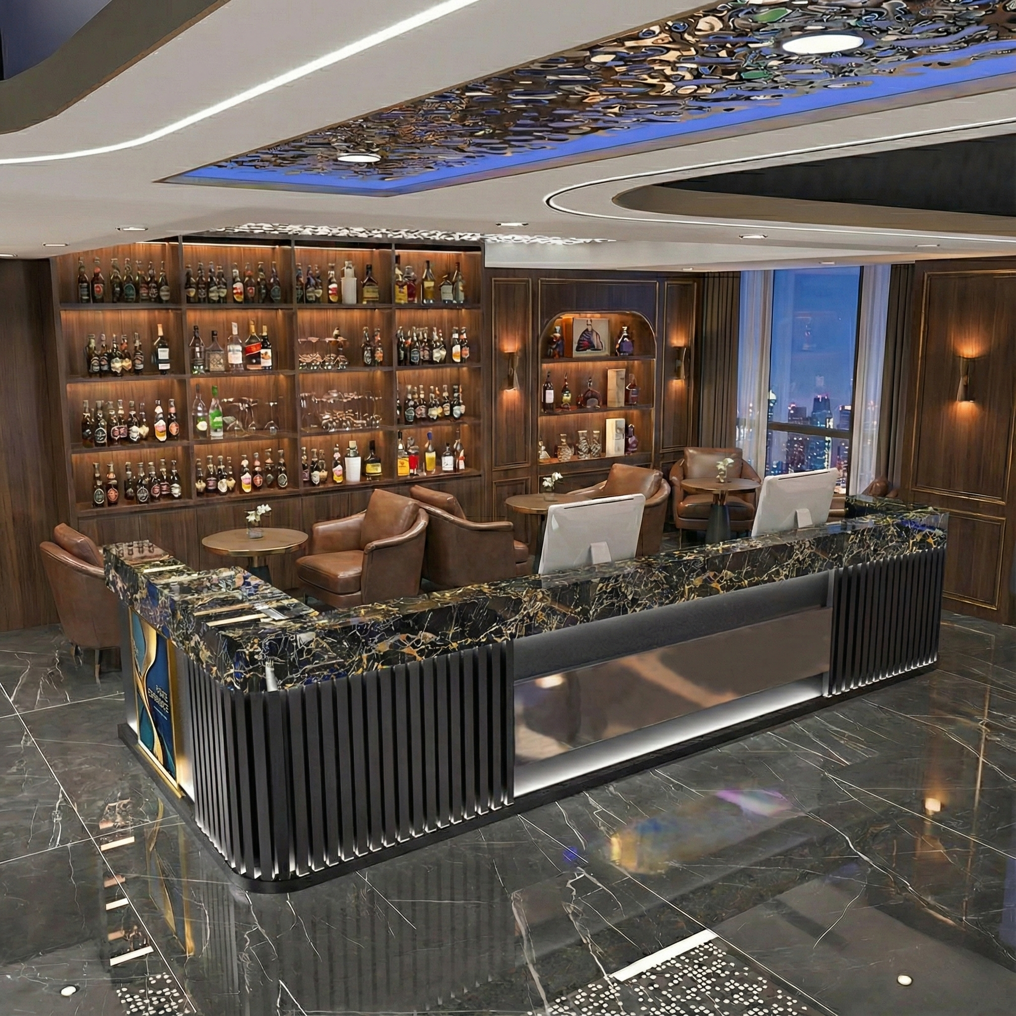 Marble Rock Slab Front Desk Reception Desk Bar Checkout Counter RD-128