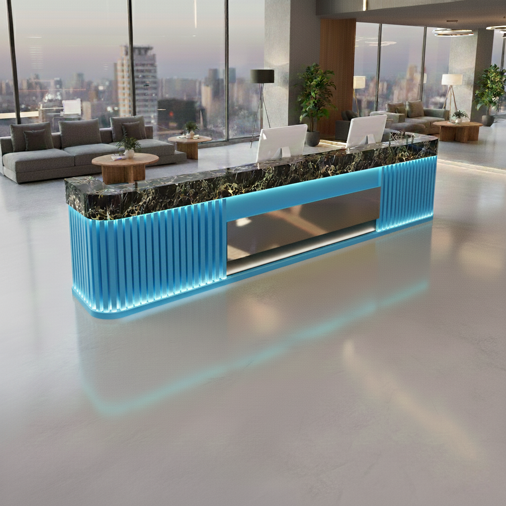 Marble Rock Slab Front Desk Reception Desk Bar Checkout Counter RD-128