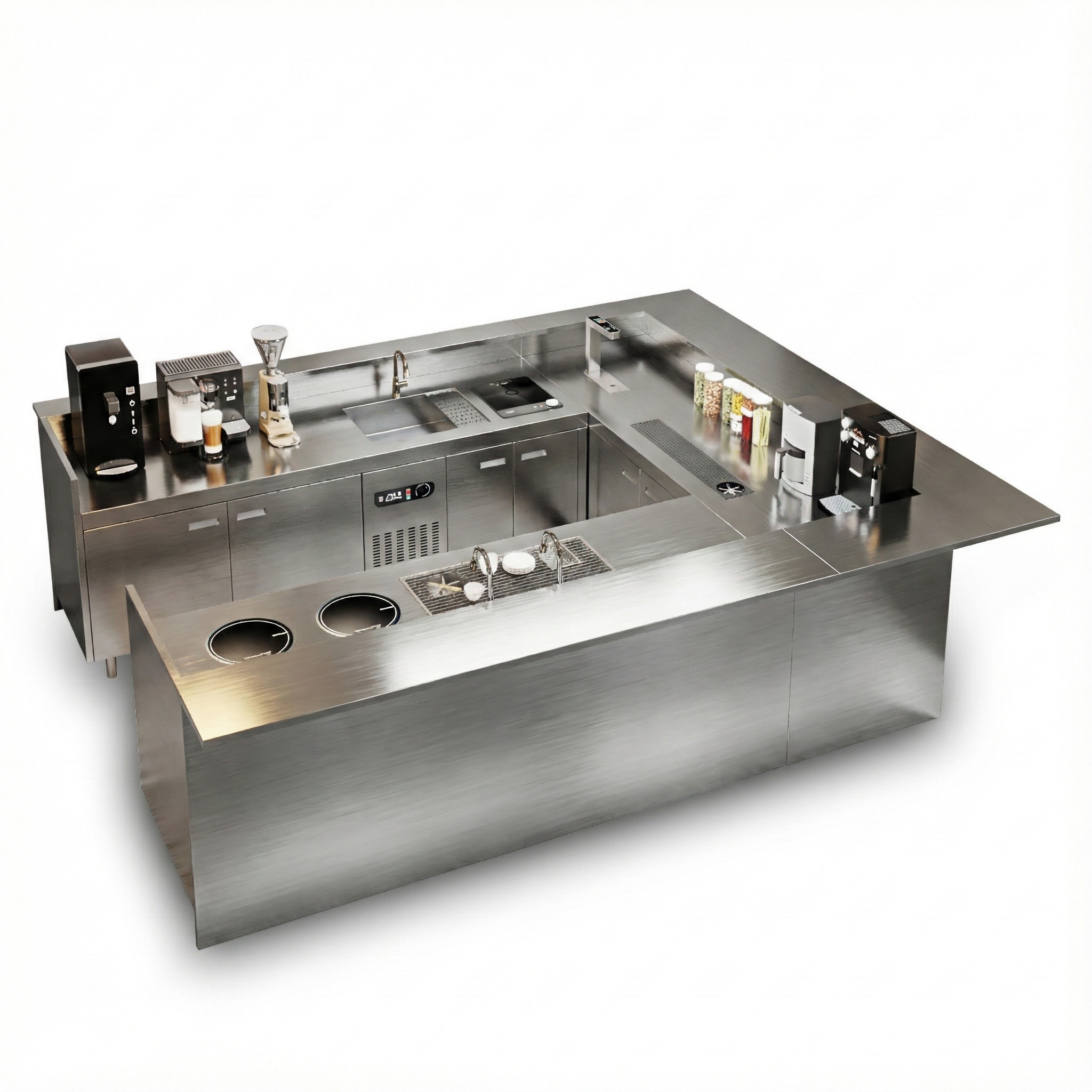 Custom Commercial Stainless Steel Corner Bar and POS Counter BC-101