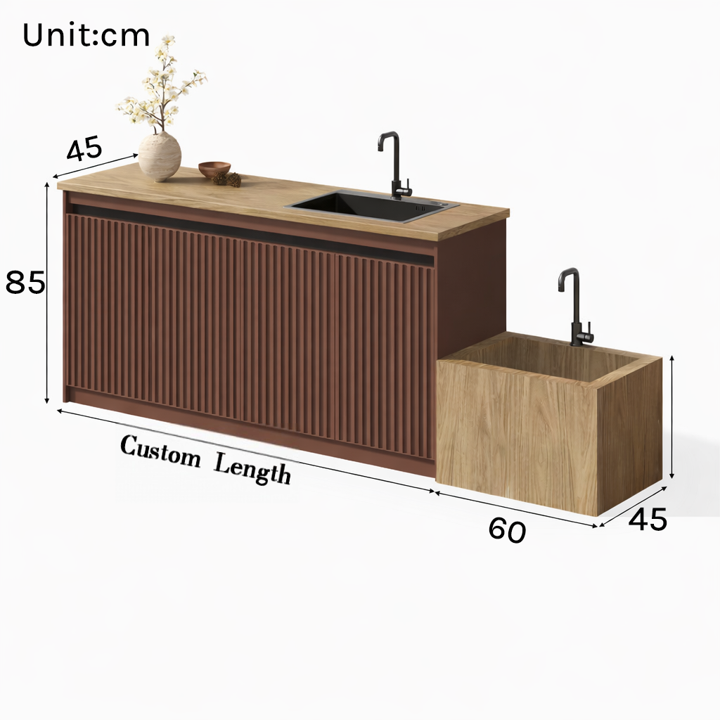 Outdoor All-Aluminum Sink Cabinet Waterproof & Sun-Resistant Storage for Garden, Balcony, and Patio OKC-109