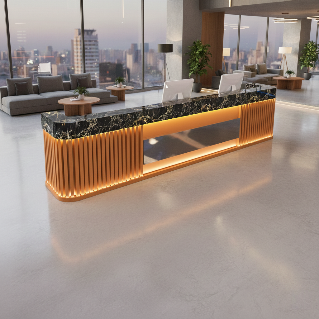 Marble Rock Slab Front Desk Reception Desk Bar Checkout Counter RD-128