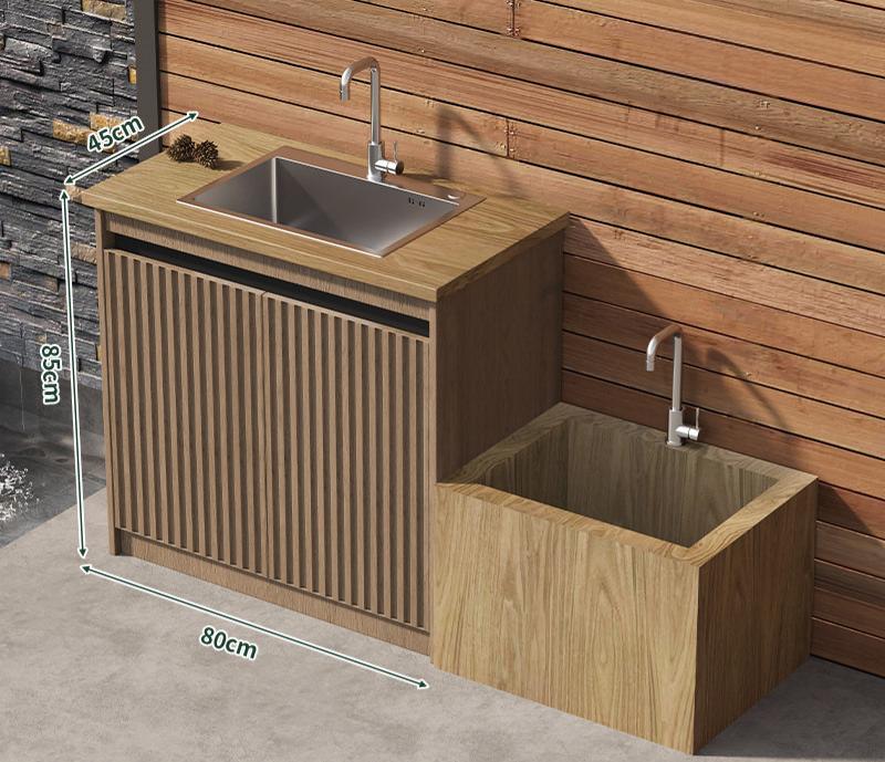 Outdoor All-Aluminum Sink Cabinet Waterproof & Sun-Resistant Storage for Garden, Balcony, and Patio OKC-109