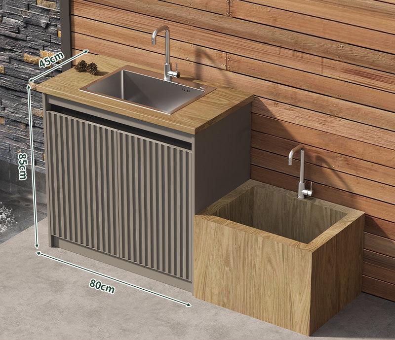 Outdoor All-Aluminum Sink Cabinet Waterproof & Sun-Resistant Storage for Garden, Balcony, and Patio OKC-109