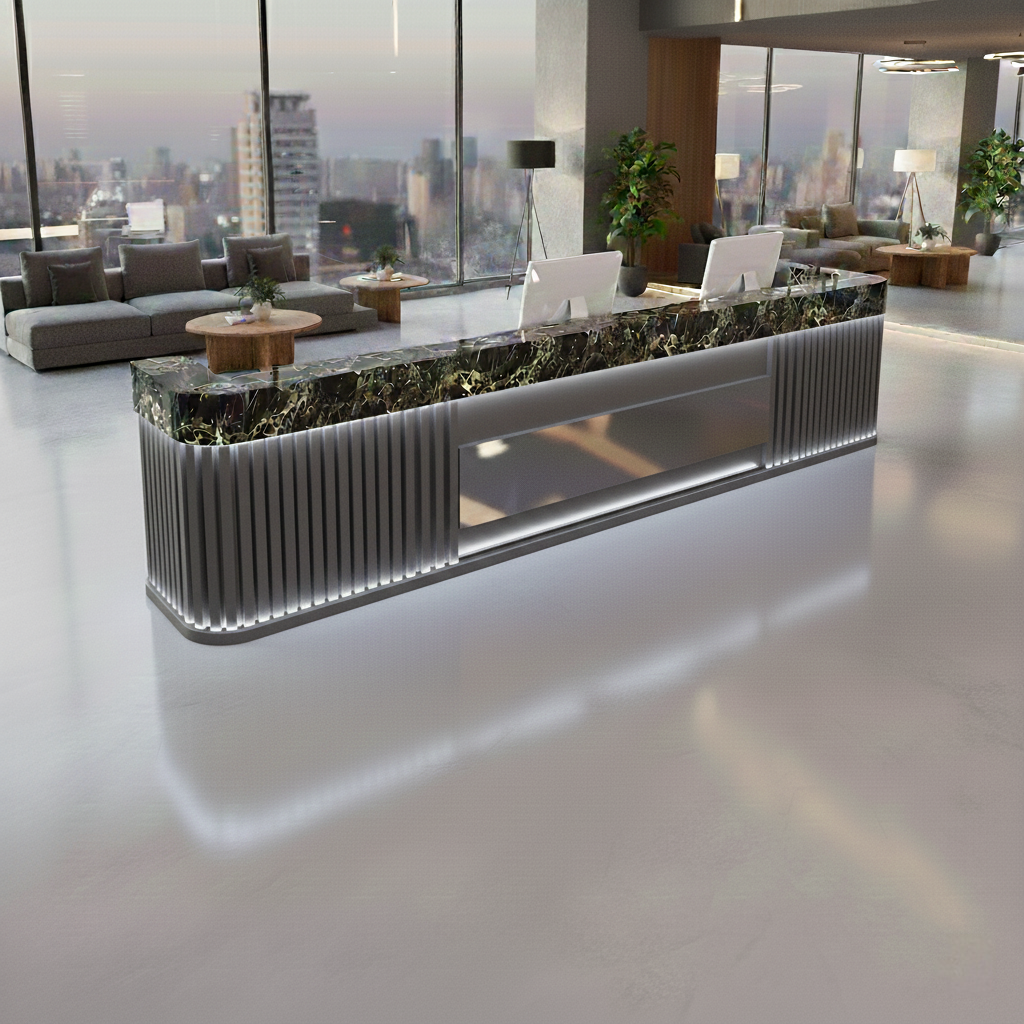 Marble Rock Slab Front Desk Reception Desk Bar Checkout Counter RD-128