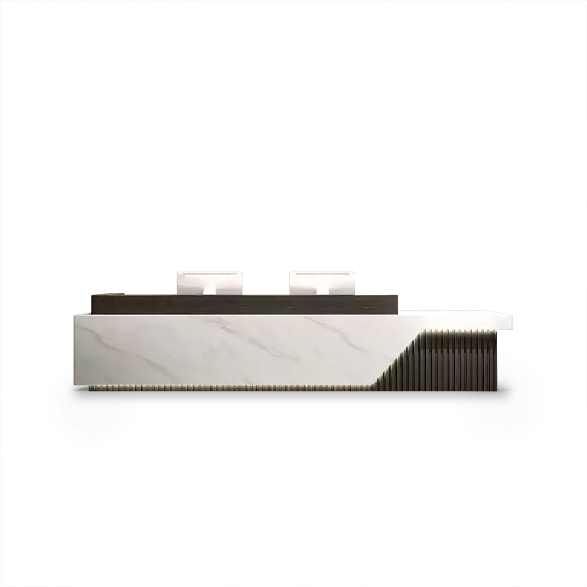 Fully Assembled Minimalist Reception Desk with LED and Storage Cabinet RD-140