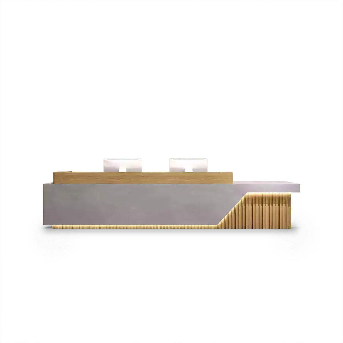 Fully Assembled Minimalist Reception Desk with LED and Storage Cabinet RD-140