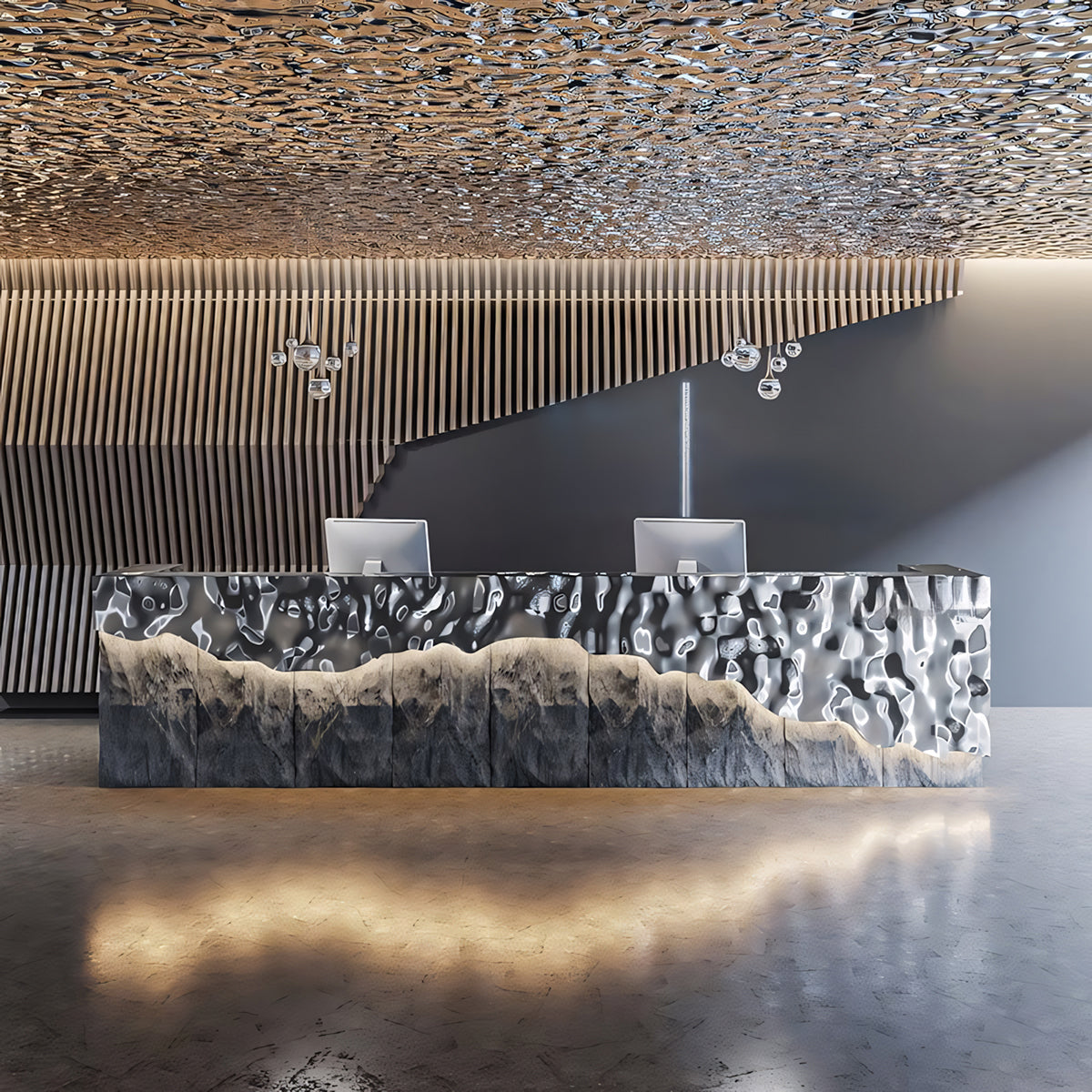 Creative Industrial Style Stainless Steel Cashier Bar Reception Desk RD-178