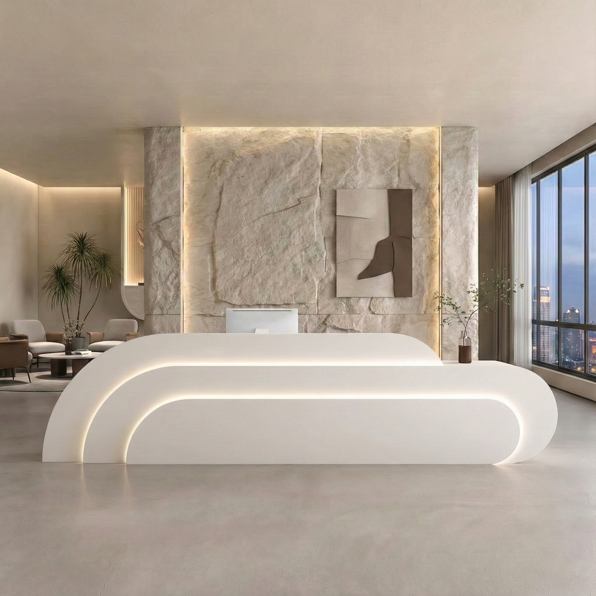 Creative Curved Rainbow Shaped Beauty Salon Clothing Store Reception Desk RD-120