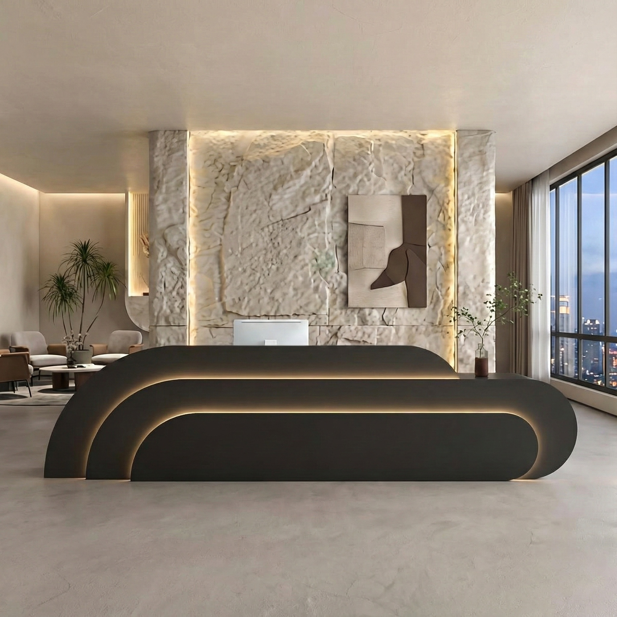 Creative Curved Rainbow Shaped Beauty Salon Clothing Store Reception Desk RD-120