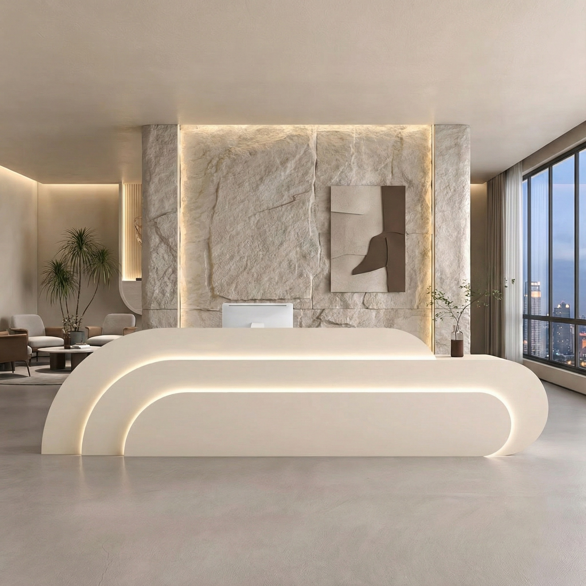 Creative Curved Rainbow Shaped Beauty Salon Clothing Store Reception Desk RD-120