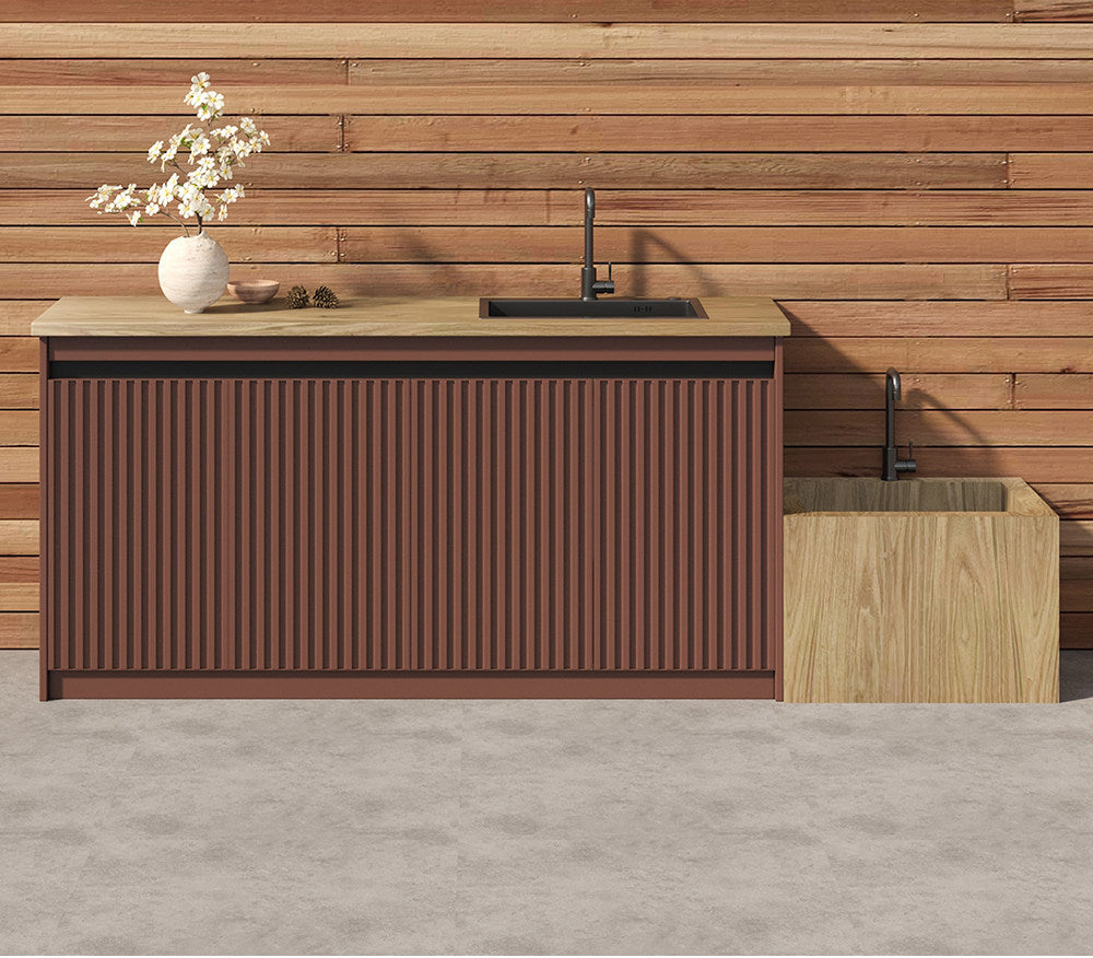 Outdoor All-Aluminum Sink Cabinet Waterproof & Sun-Resistant Storage for Garden, Balcony, and Patio OKC-109