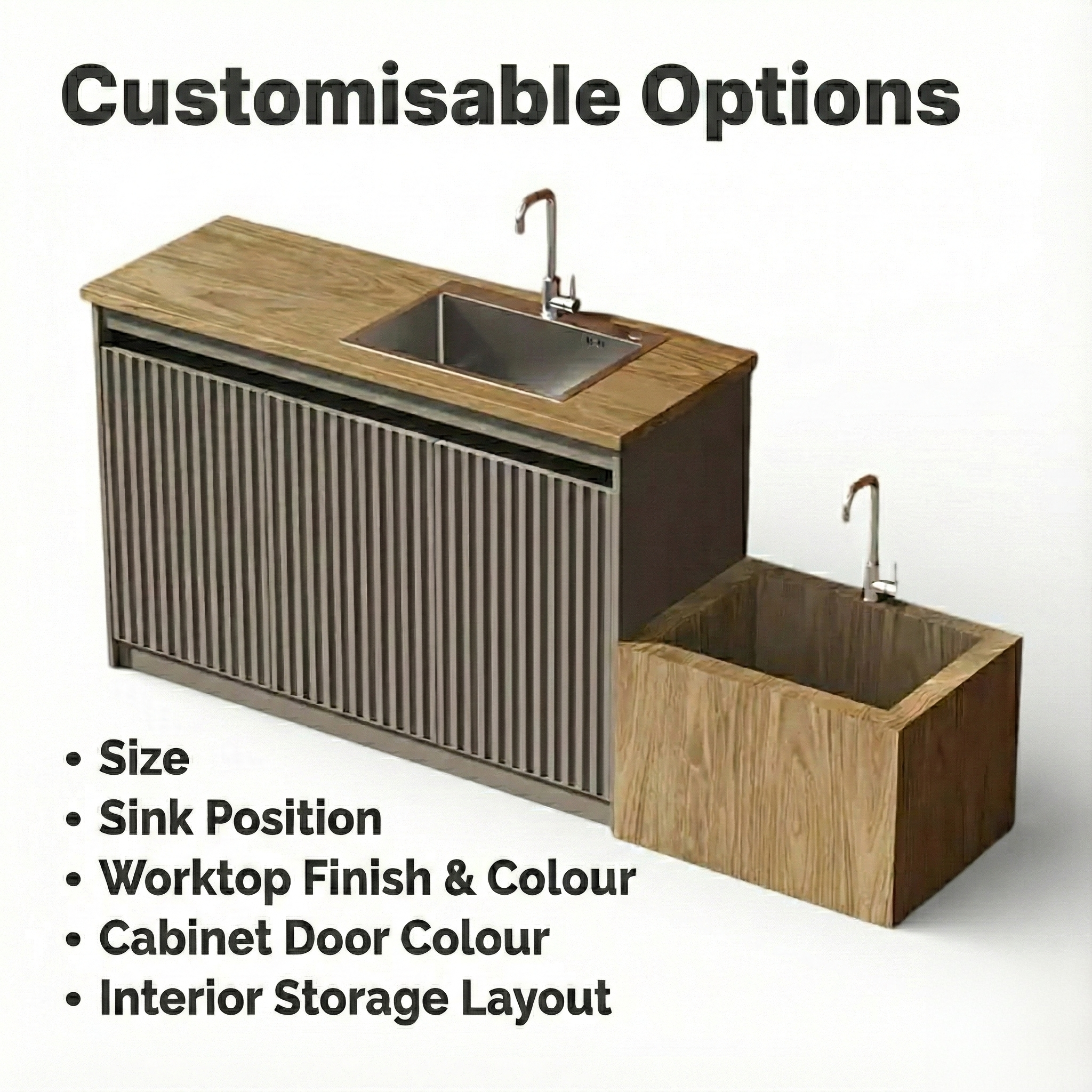 Outdoor All-Aluminum Sink Cabinet Waterproof & Sun-Resistant Storage for Garden, Balcony, and Patio OKC-109