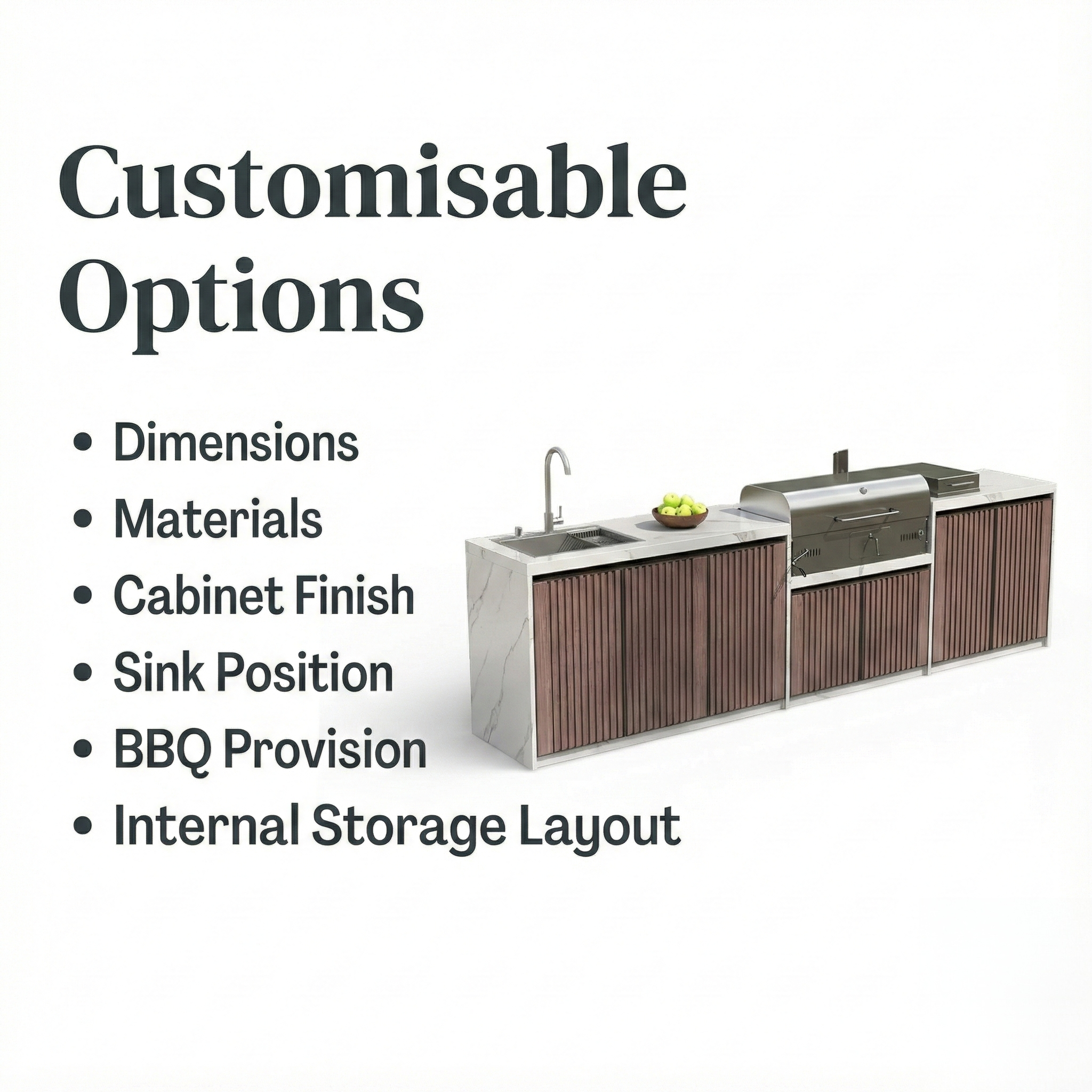Villa Outdoor Kitchen Workstation Stone Countertop BBQ & Sink with Aluminum Cabinets OKC-108