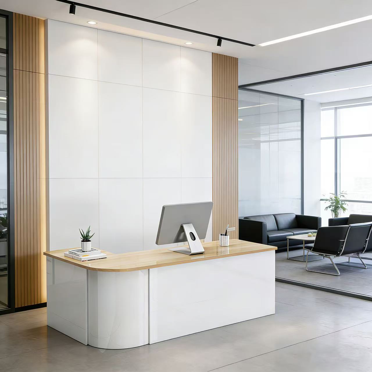 Lacquered Sleek Company With Corner Reception Desk Counter RD-199