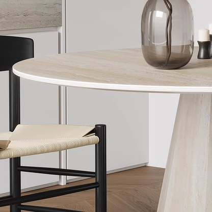 Minimalist Modern Wabi-Sabi Travertine Round Slab Dining Table DT-105