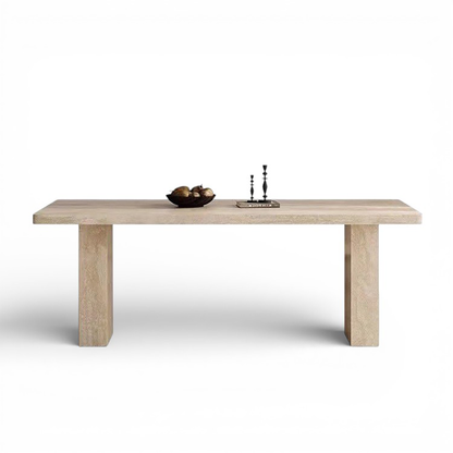 French Retro Travertine Dining Table – Modern Mid-Century Drop-Edge Table for Home &amp; Showrooms  DT-104