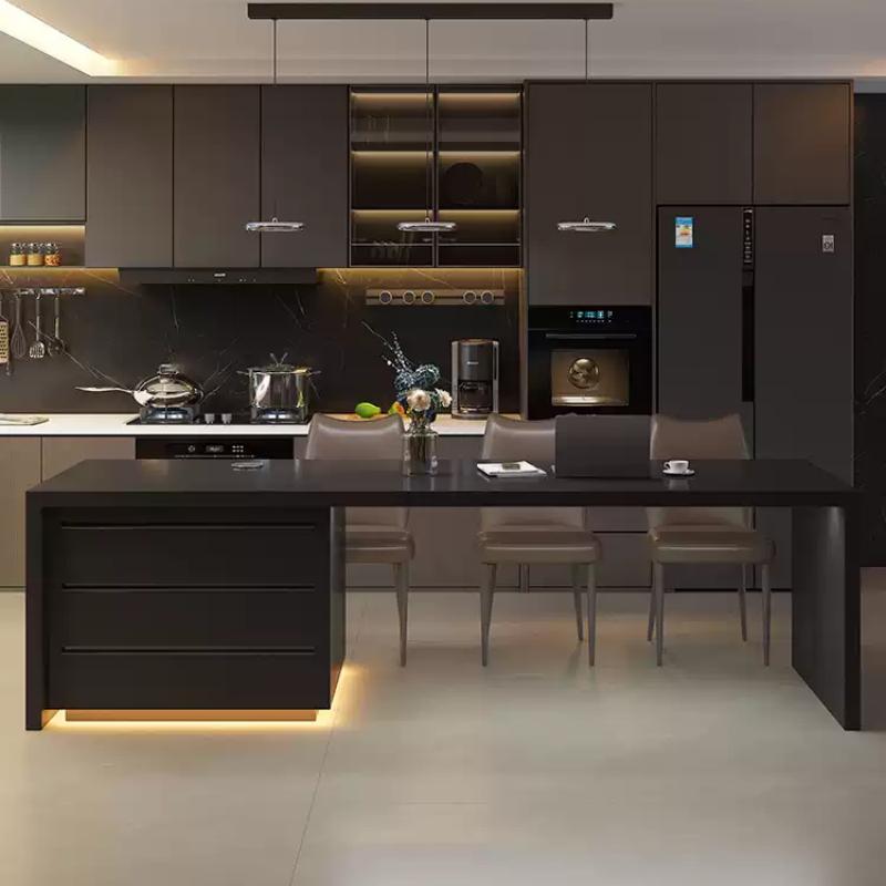 Customizable Light Luxury Modern Minimalist Sintered Stone Island Dining Table with Extended Counter IT-109