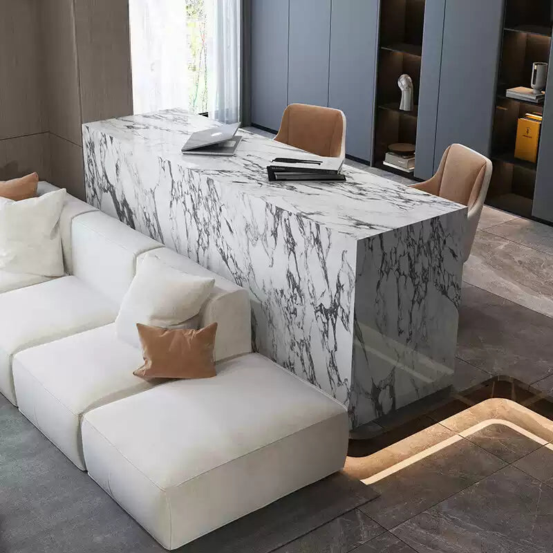 Marble-Patterned Sintered Stone Wall-Mounted Island &amp; Bar Table IT-111