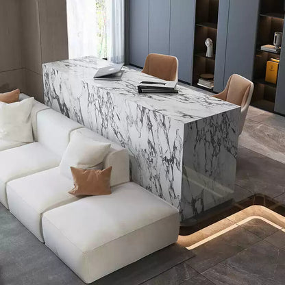 Marble-Patterned Sintered Stone Wall-Mounted Island &amp; Bar Table IT-111