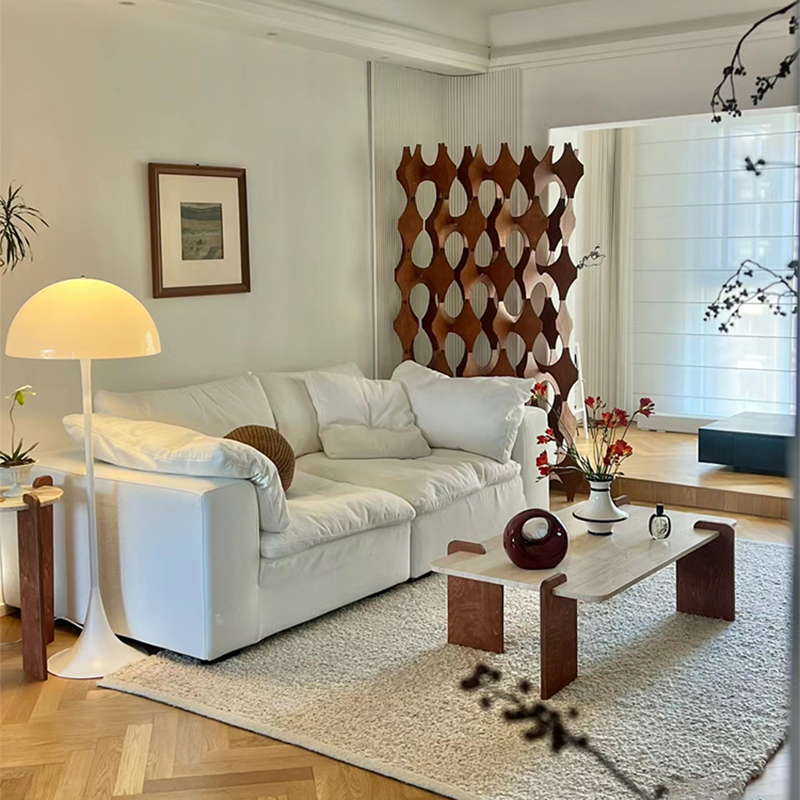 Interlocking Wood Design Sculptural Travertine Coffee Table CT-105