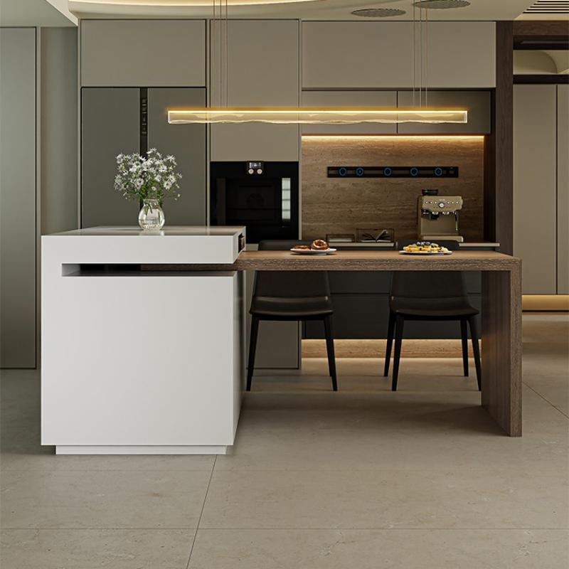 Rotating, Extendable, Flush-Mounted Sintered Stone Top Island Table IT-117