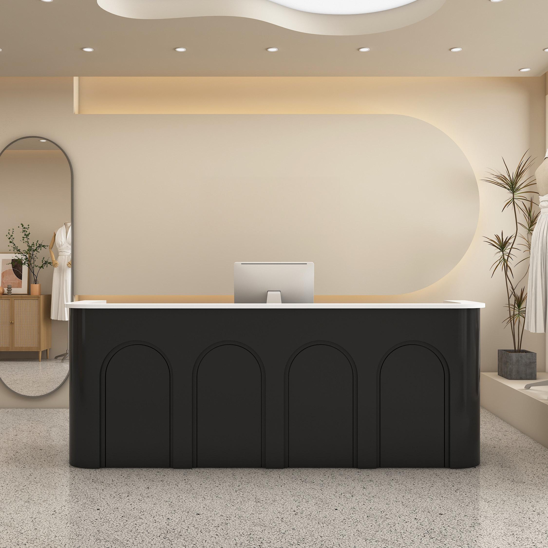Curved Wood Reception Desk with Arched Panel Design RD-207