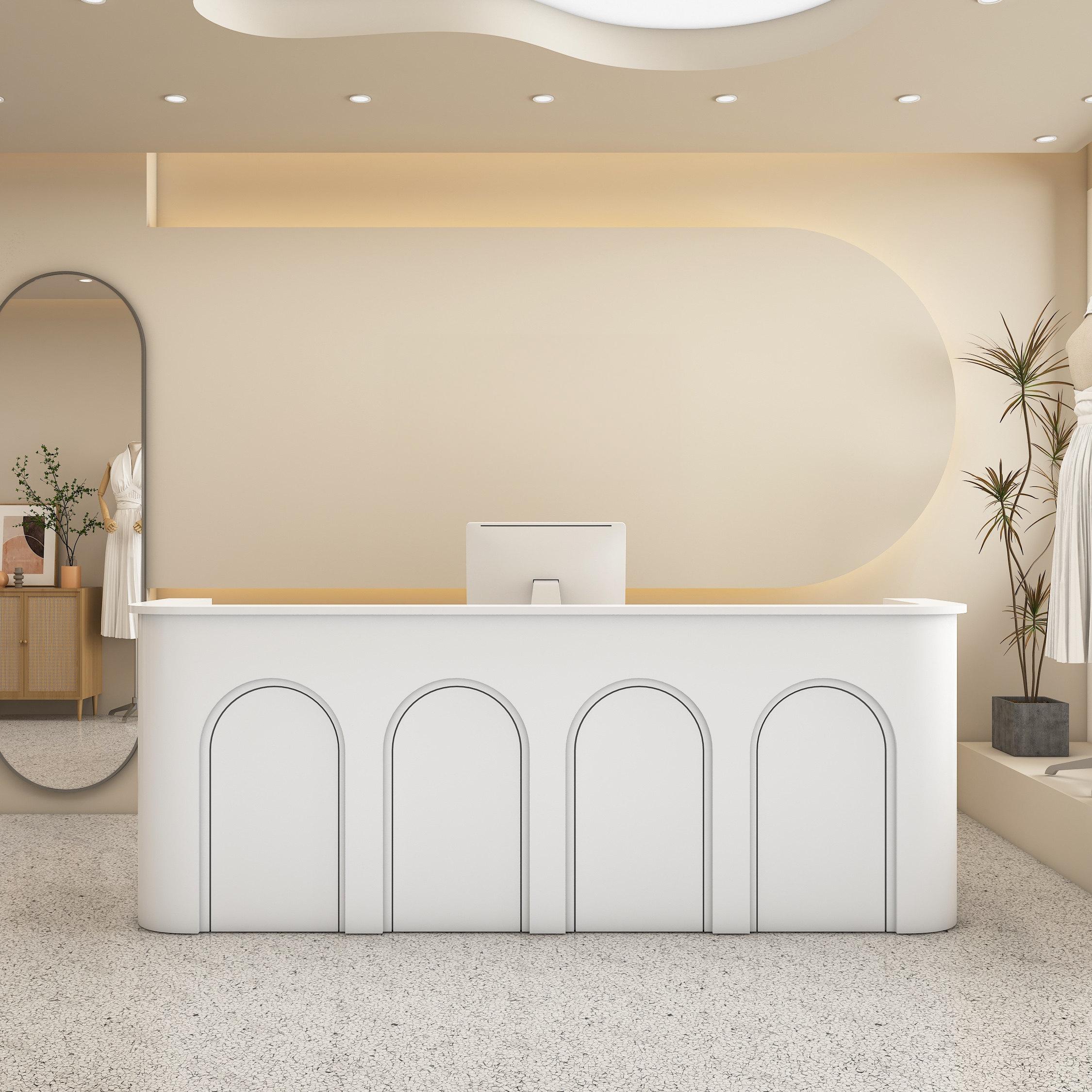 Curved Wood Reception Desk with Arched Panel Design RD-207