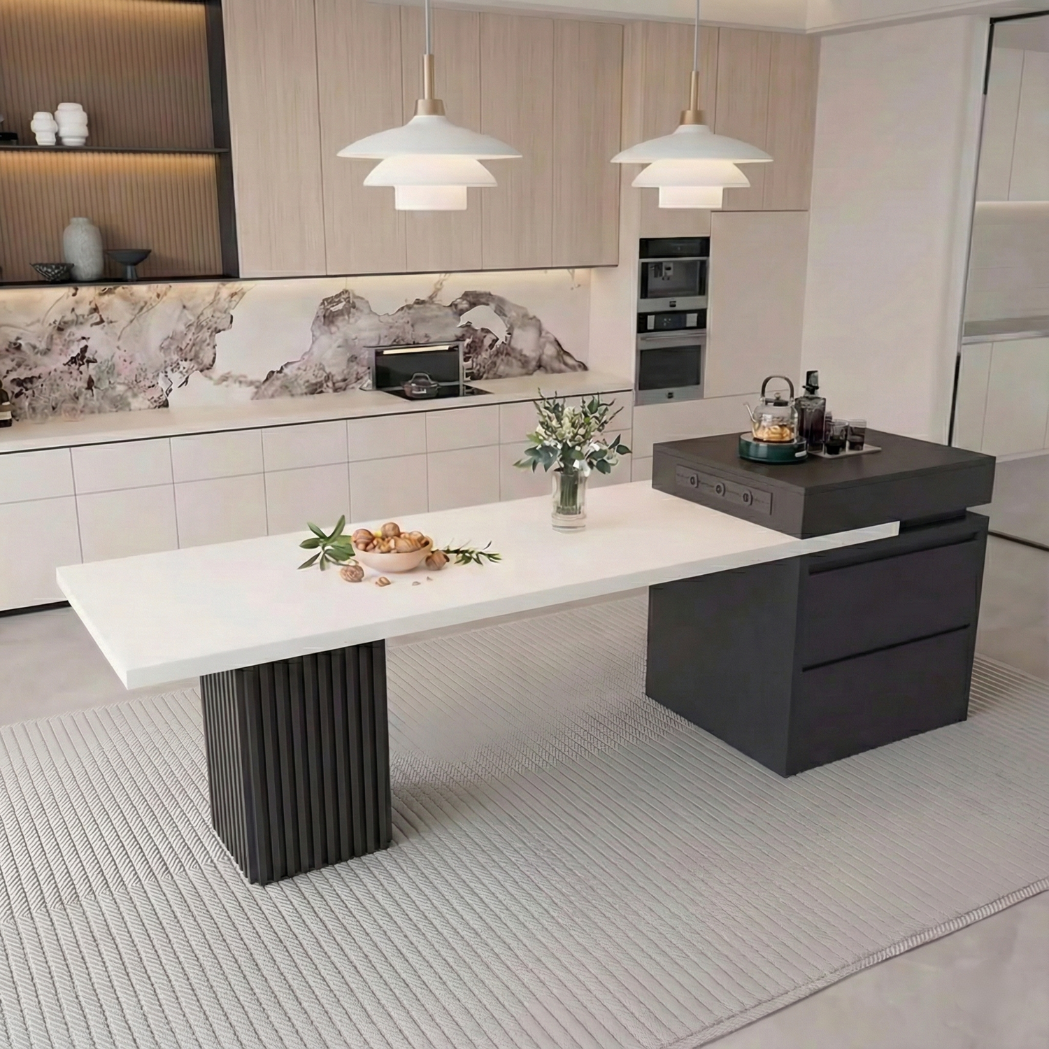 Modern Minimalist Stone-Top Island Table with Sink IT-116