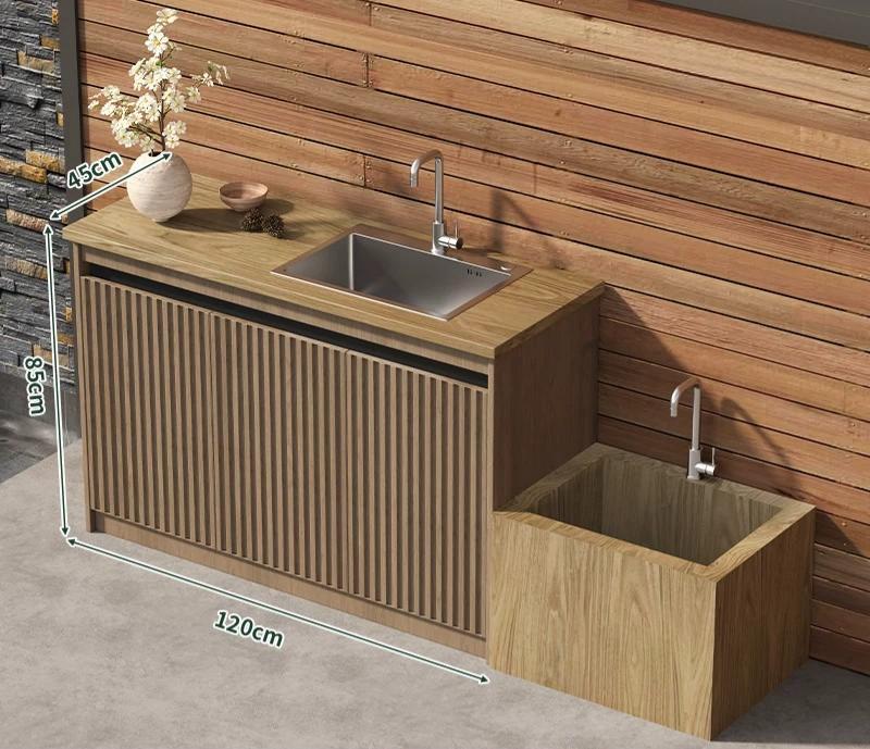 Outdoor All-Aluminum Sink Cabinet Waterproof &amp; Sun-Resistant Storage for Garden, Balcony, and Patio OKC-109