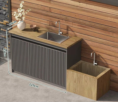 Outdoor All-Aluminum Sink Cabinet Waterproof &amp; Sun-Resistant Storage for Garden, Balcony, and Patio OKC-109