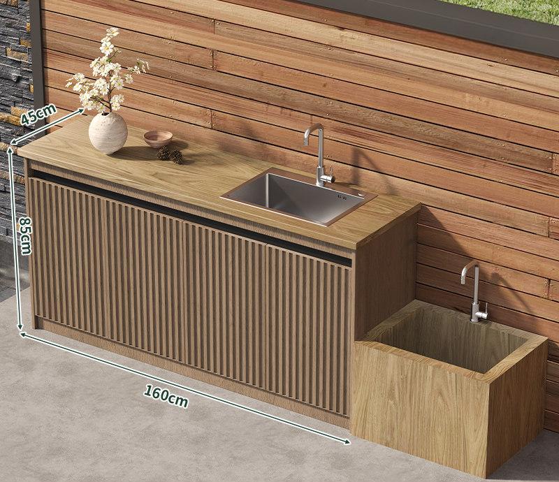 Outdoor All-Aluminum Sink Cabinet Waterproof &amp; Sun-Resistant Storage for Garden, Balcony, and Patio OKC-109